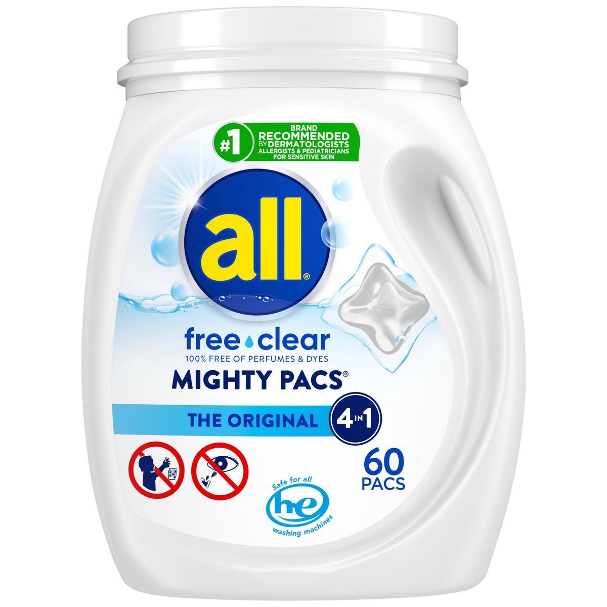 All Mighty Pacs Free Clear Laundry Detergent Pacs - 60ct/24.7oz | Target