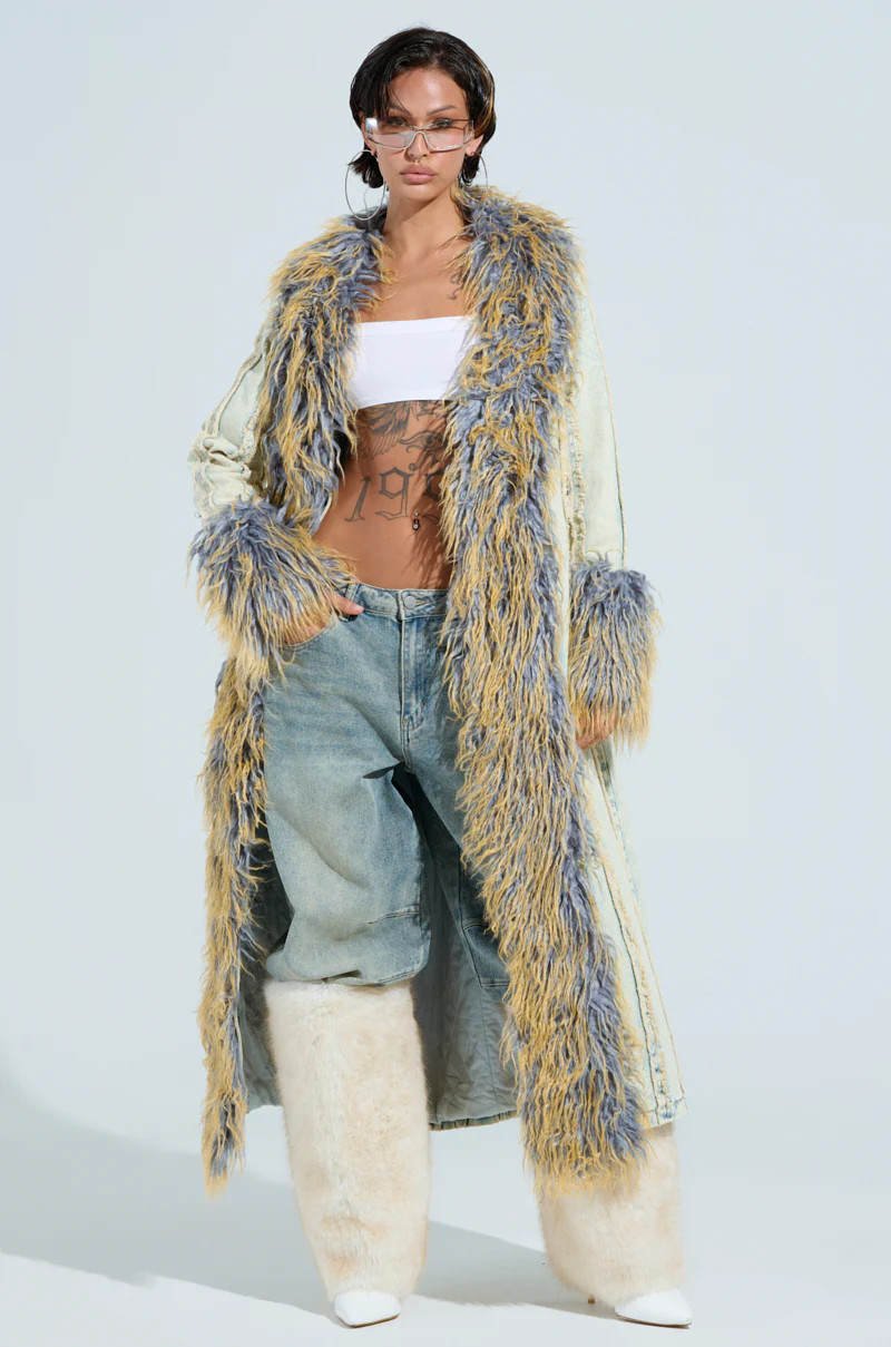 GIA DISTRESSED DENIM TRENCH | AKIRA