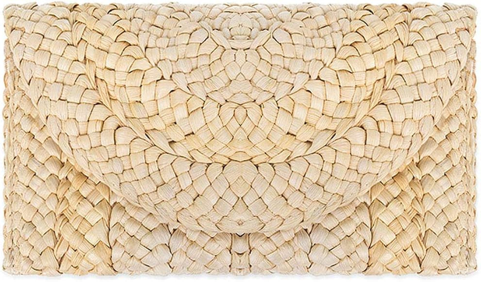 Straw Clutch Handbag, Women Straw Purse Envelope Bag Wallet Summer Beach Bag | Amazon (US)