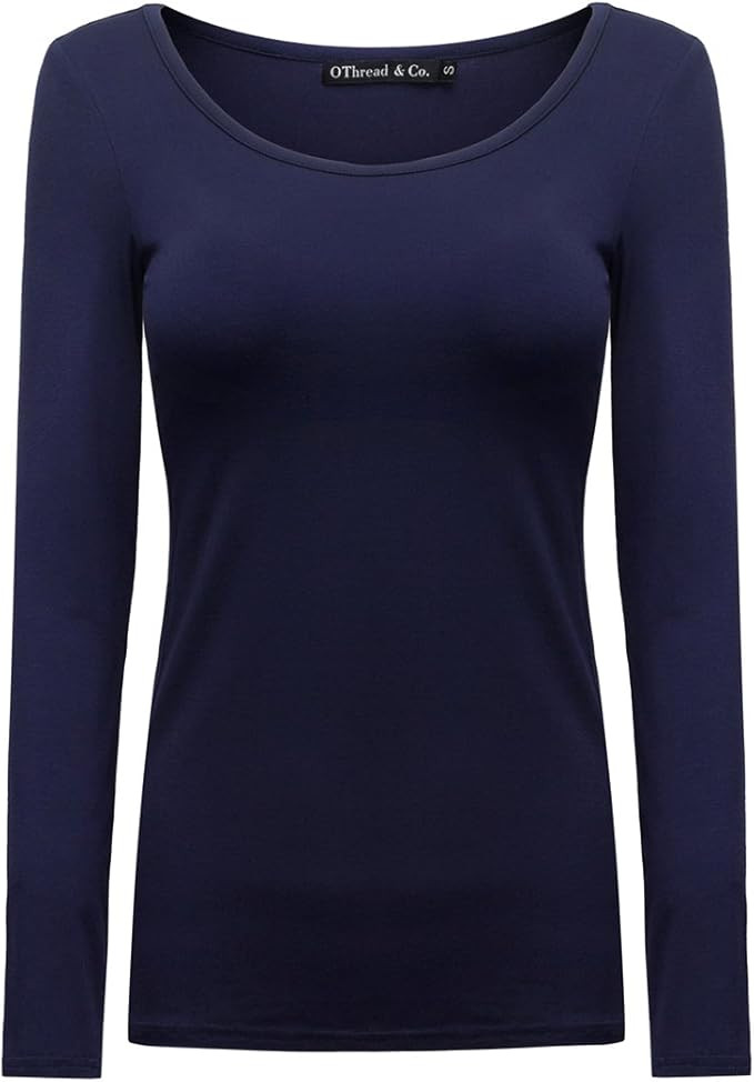 OThread & Co. Women's Long Sleeve T-Shirt Scoop Neck Basic Layer Stretchy Shirts | Amazon (US)