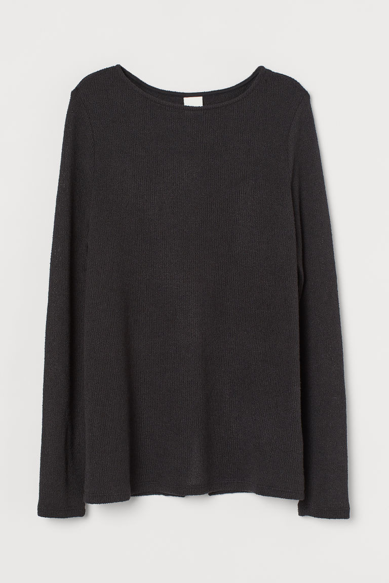 H & M - Wrapover-back Sweater - Black | H&M (US + CA)
