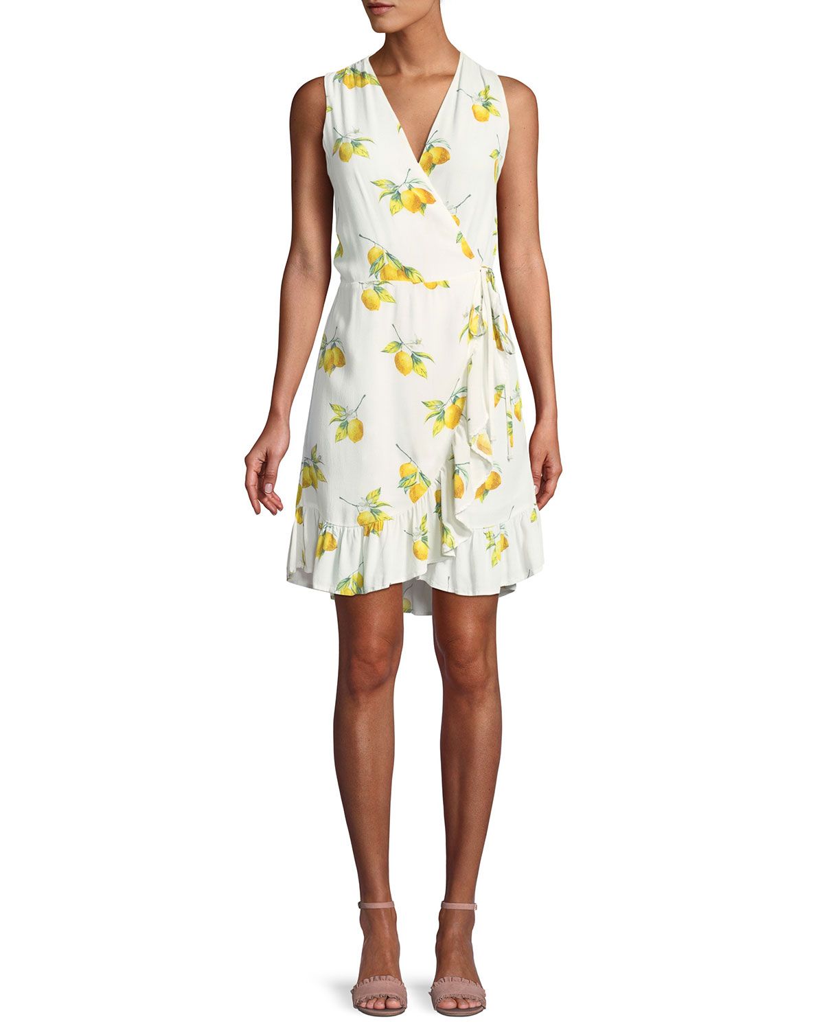 Madison Lemon-Print Wrap Dress | Neiman Marcus
