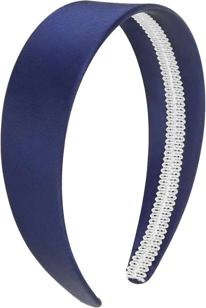 Wecoe Satin Headband Women 1.6 Inch Wide Silk Headband Navy Blue Headband Non Slip Fashion Plain ... | Amazon (US)