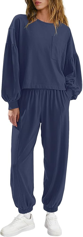 LAMISSCHE Womens Lounge Sets 2 Piece Outfits Matching Sets Long Sleeve Top Jogger Set Airport Tra... | Amazon (US)