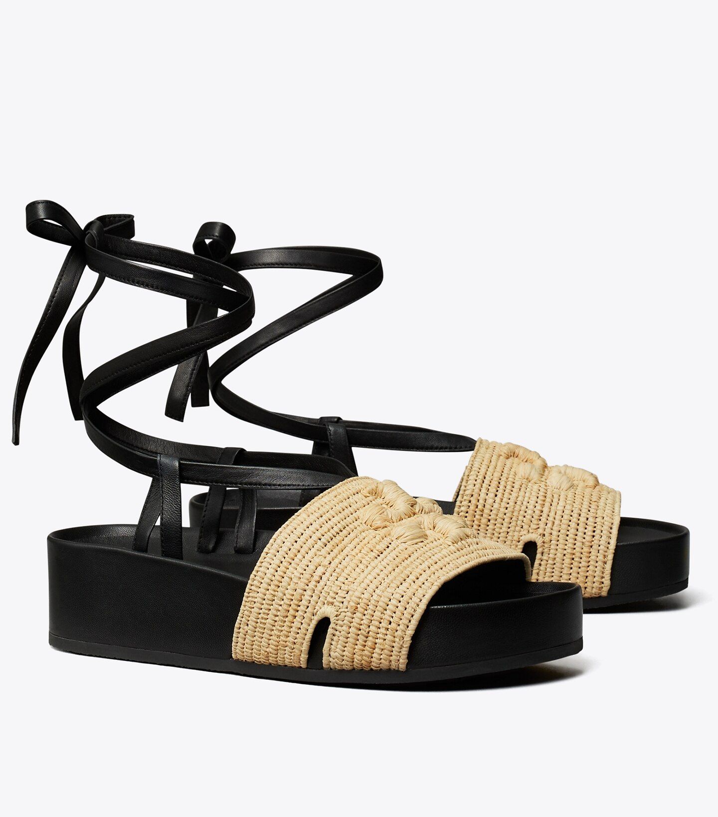 Eleanor Raffia Platform Lace-Up Sandal : Women's Designer Sandals | Tory Burch | Tory Burch (US)