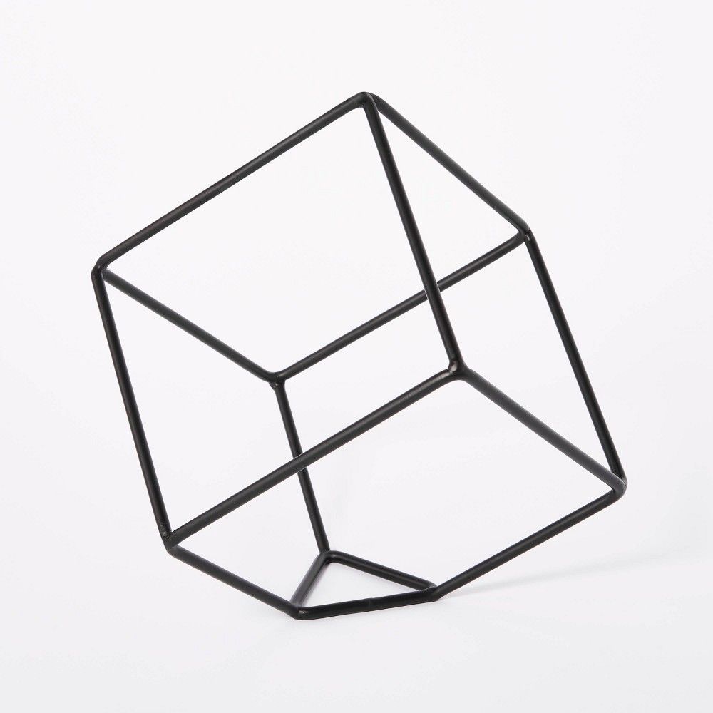 10.6"" x 11.5"" Decorative Metal Cube Black - Threshold | Target