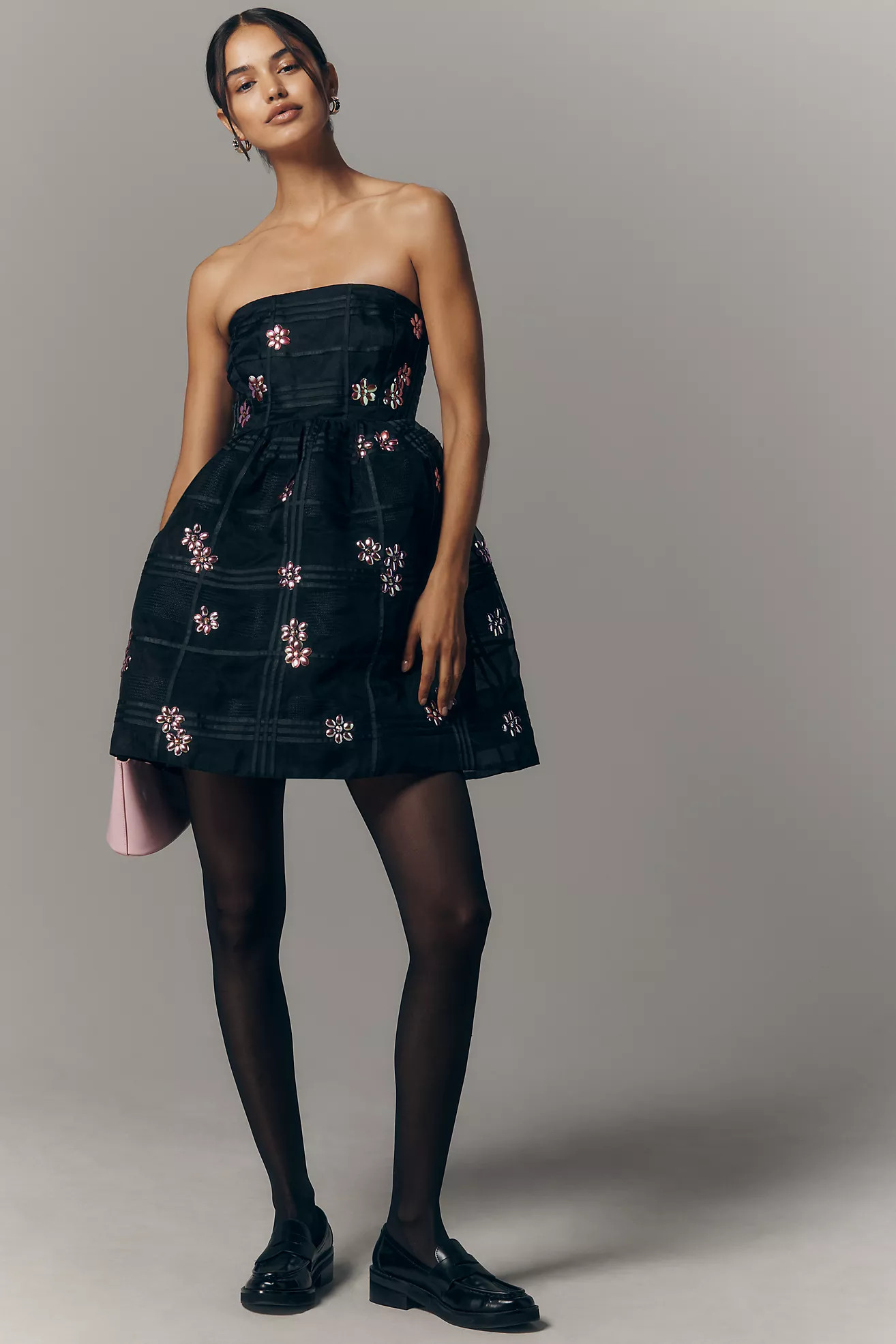 Maeve Strapless Embellished Fit & Flare Mini Dress | Anthropologie (US)