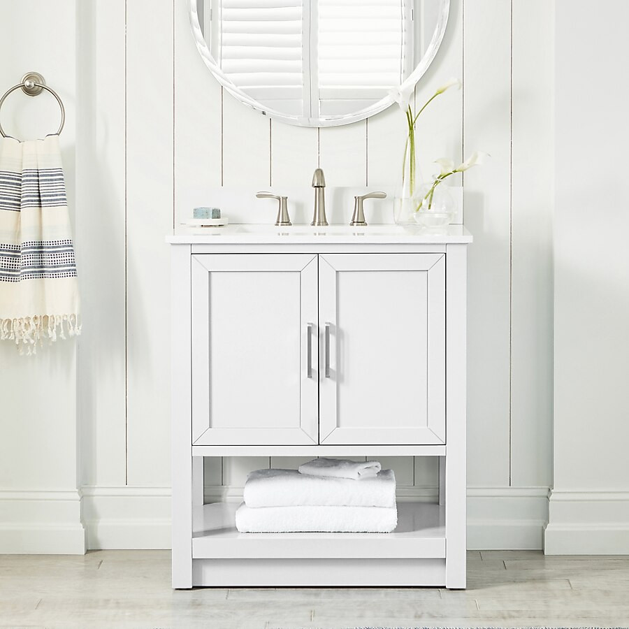 allen + roth Margie 30-in White Undermount Single Sink Bathroom Vanity with White Engineered Ston... | Lowe's