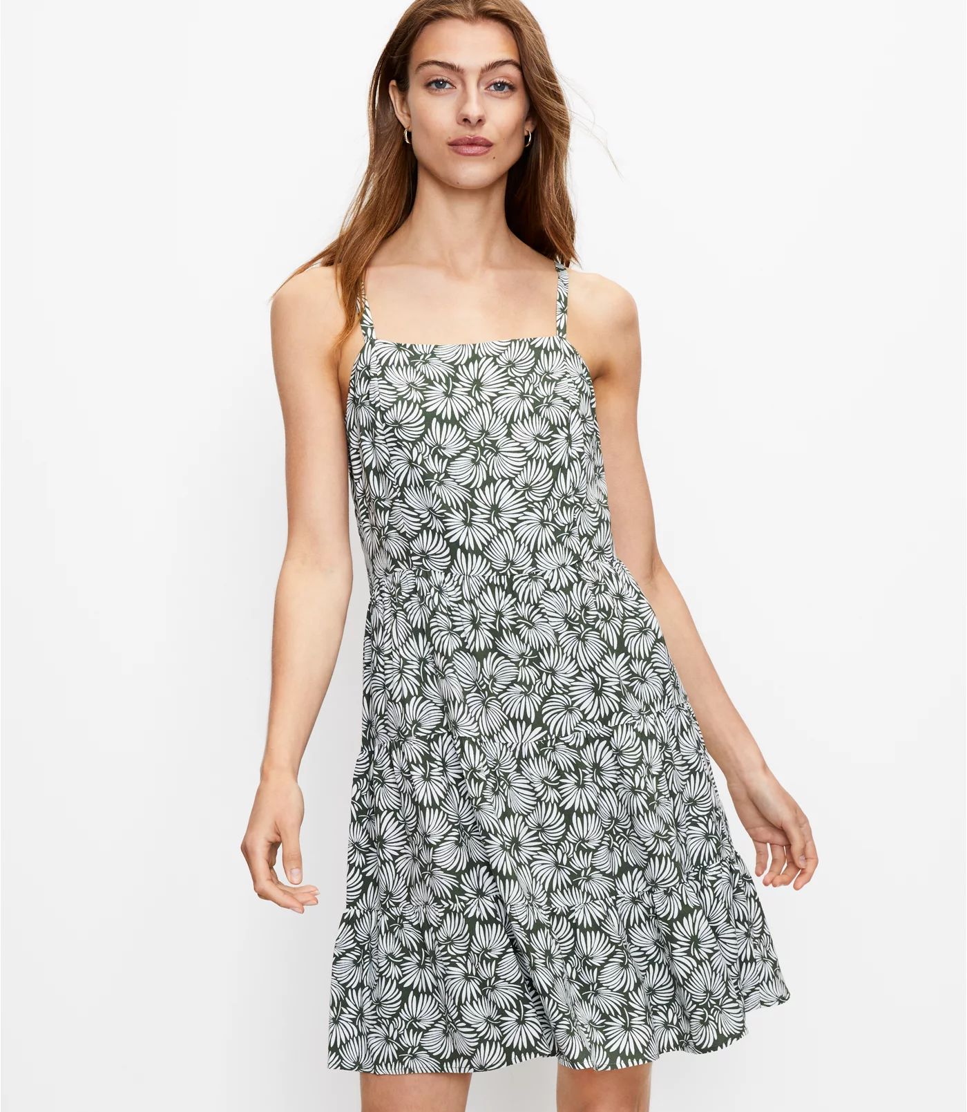 Leafed Tiered Mini Dress | LOFT | LOFT