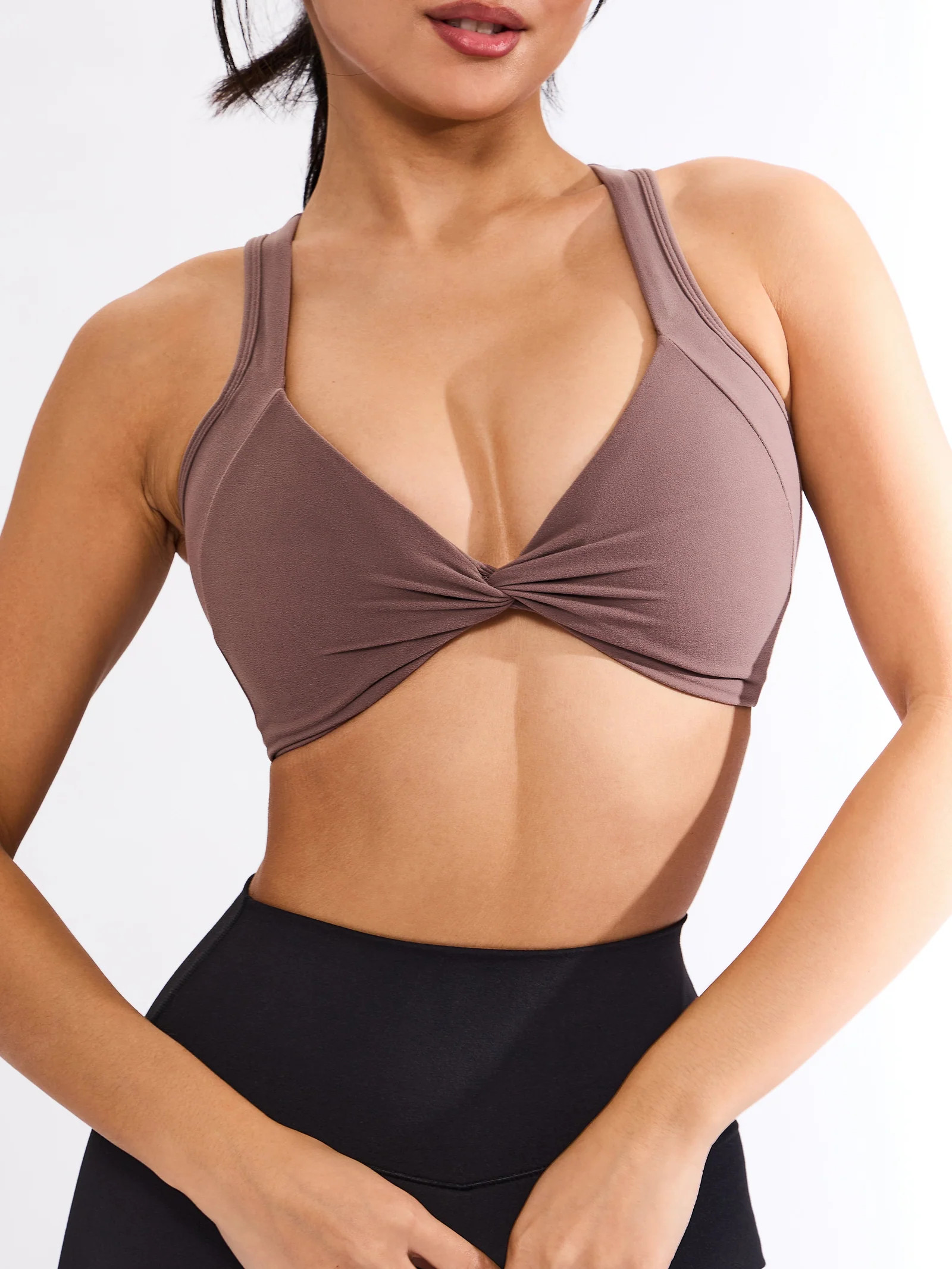 Twisted Curve Sports Bra - Mocha Berry | Buffbunny Collection