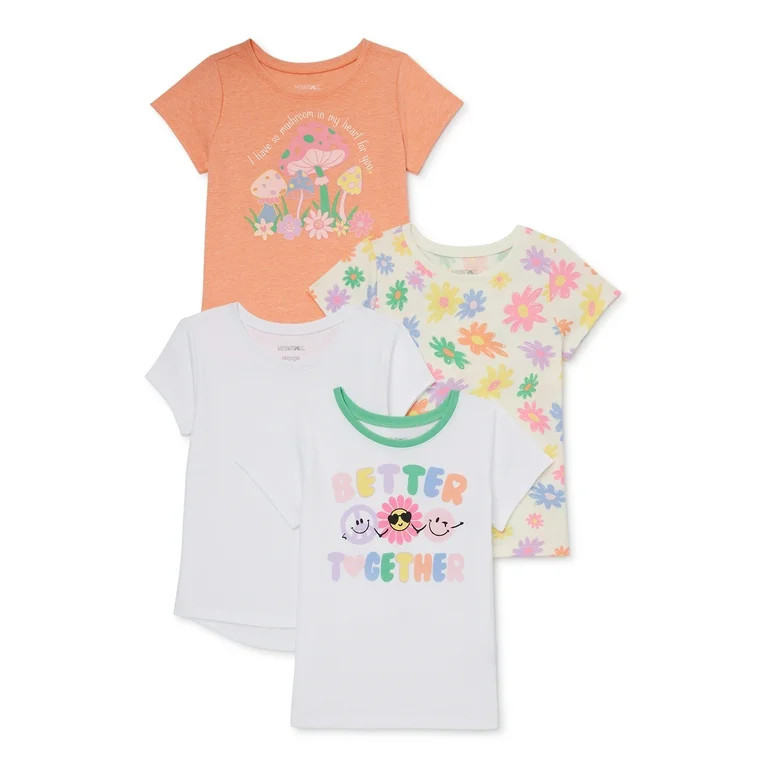 Garanimals Toddler Girl Short Sleeve T-Shirt Multipack, 4-Pack, Sizes 18M-5T | Walmart (US)