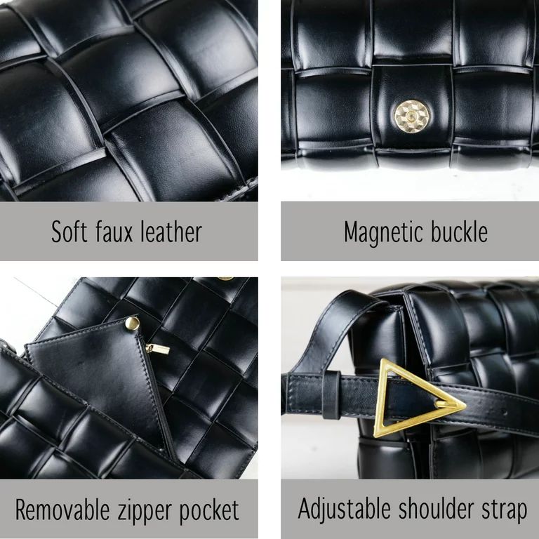 Bella Luna Woven Padded Cassette-Style Crossbody Handbag Purse for Women with Adjustable Strap or... | Walmart (US)