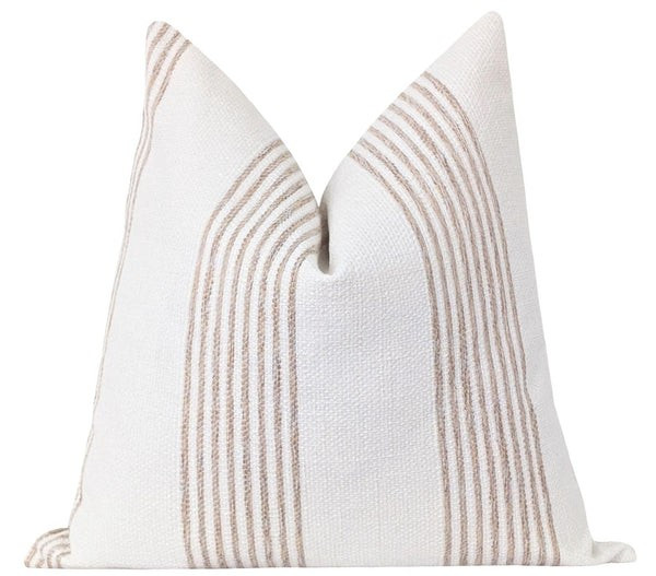 Norfolk Taupe Woven Stripe Pillow | Land of Pillows