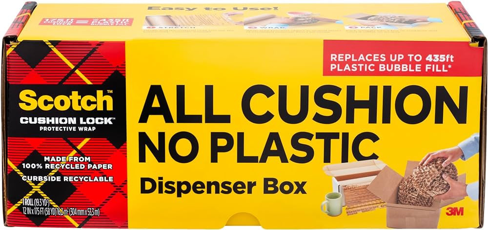 Scotch Cushion Lock Protective Wrap, 12 in. x 175 ft., Paper Wrap Cushions and Conforms Around It... | Amazon (US)