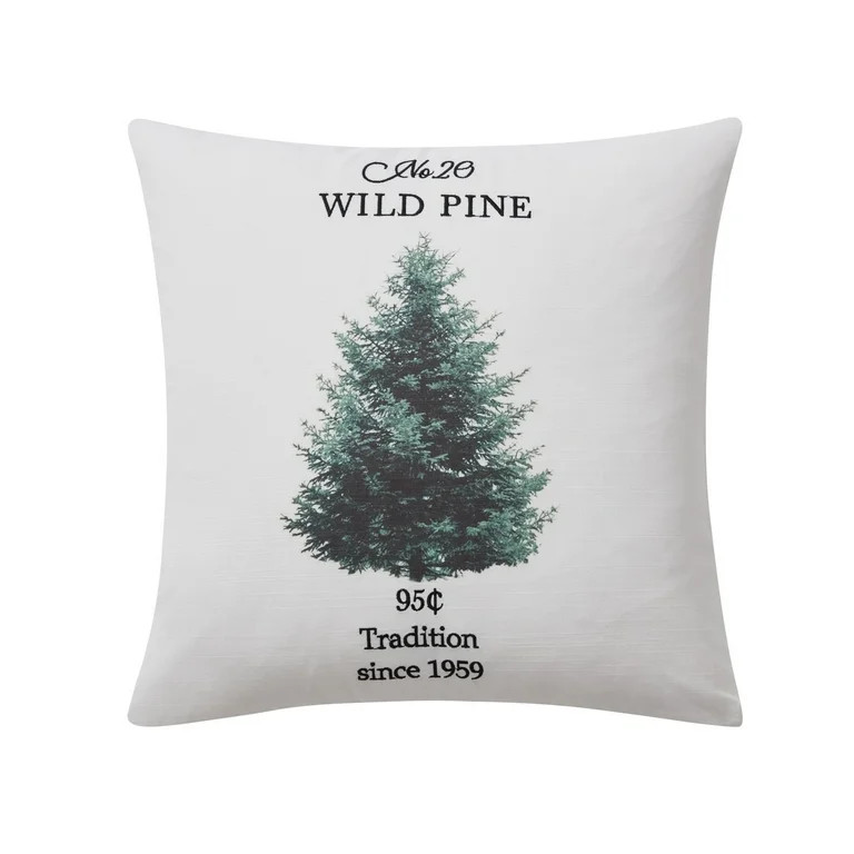 My Texas House Holiday Pine Tree 18" x 18" Farmhouse Multi-Color Poly-Cotton Square Decorative Pi... | Walmart (US)