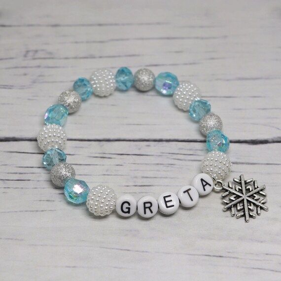 Personalized snowflake bracelet Snowflake party favors Snowflake jewelry Custom frozen birhday pa... | Etsy (US)