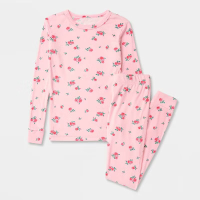 Kids' Long Sleeve Snuggly Soft Pajama Set - Cat & Jack™ Pink 14 | Target