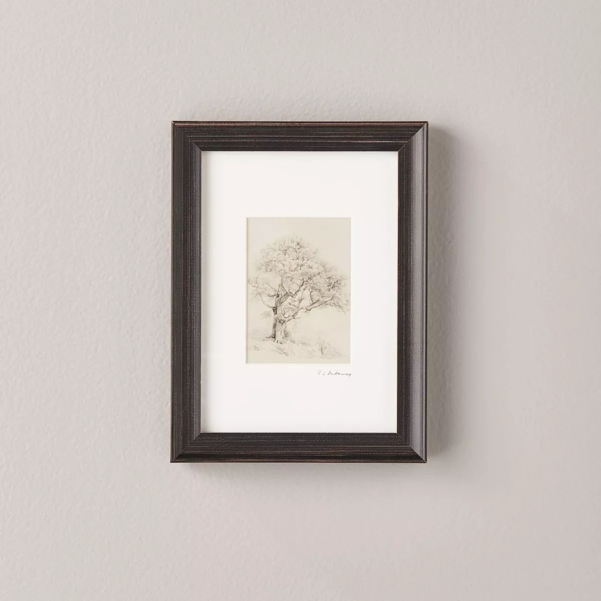 6"x8" Great Oak Tree Sketch Neutral Framed Wall Art - Hearth & Hand™ with Magnolia | Target