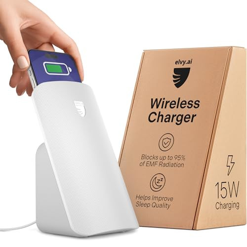 Elvy Fast Qi Wireless Charger for Cell Phones - Designed with EMF Management Technology for Enhanced Charging, Advanced Environmental Shielding, Lab Tested by Ordos Tech, 2023 (Snow White) | Amazon (US)