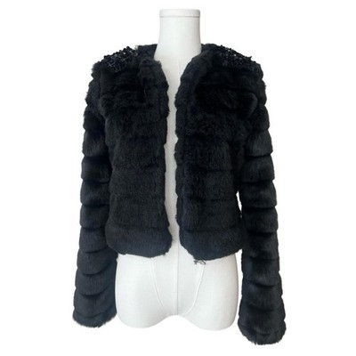Moschino Wool Fur Jacket with Sequin Shoulder Embellishments Size US Medium | eBay US