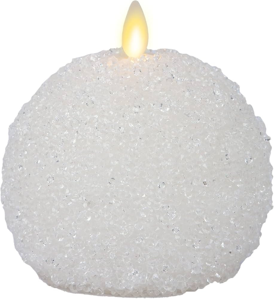 Luminara White Crystal Beads Glitter Sphere Flameless Candle Unscented Real Wax Moving Flame LED ... | Amazon (US)