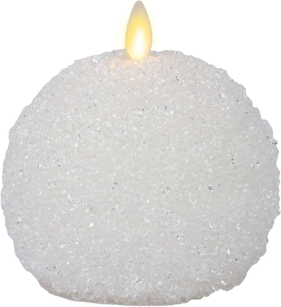 Luminara White Crystal Beads Glitter Sphere Flameless Candle Unscented Real Wax Moving Flame LED ... | Amazon (US)