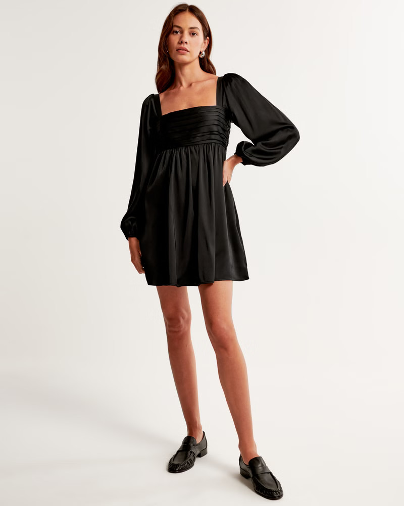 Emerson Satin Long-Sleeve Mini Dress | Abercrombie & Fitch (US)