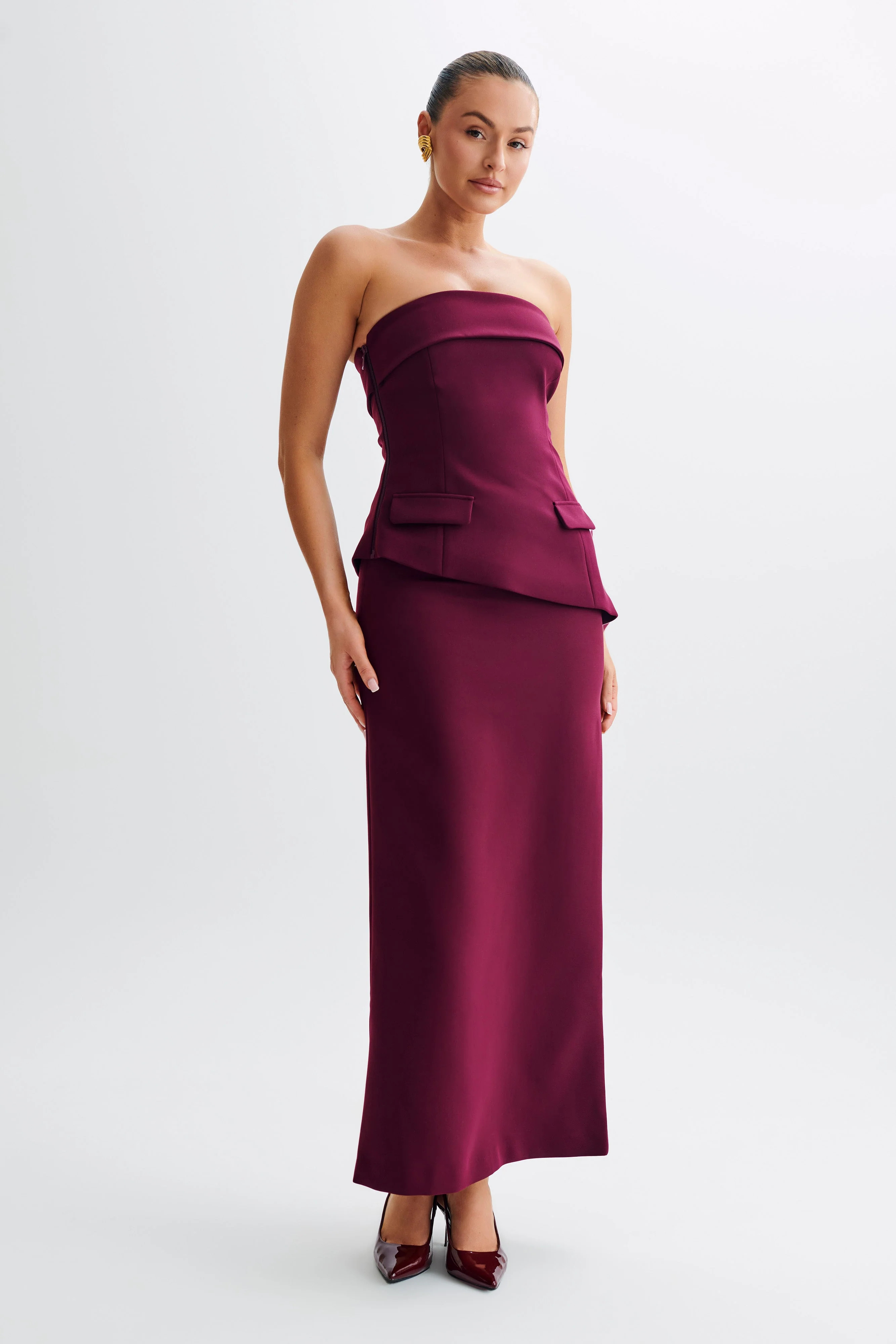 Micah Suiting Maxi Skirt - Plum | MESHKI US