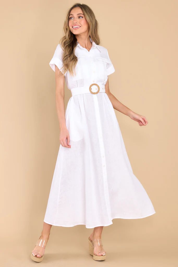 Marlow White Linen Dress | Red Dress 
