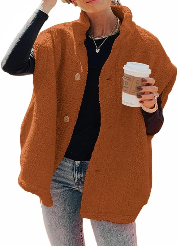 Hongqizo Womens Fuzzy Fleece Vest Casual Oversized Warm Button Down Sherpa Vest Jacket with Pocke... | Amazon (US)