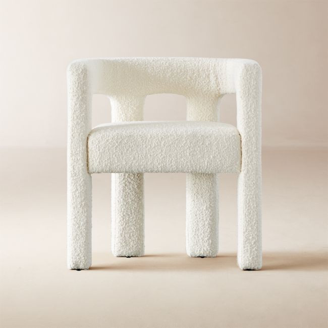 Stature Ivory Boucle Dining Armchair Set of 4 | CB2