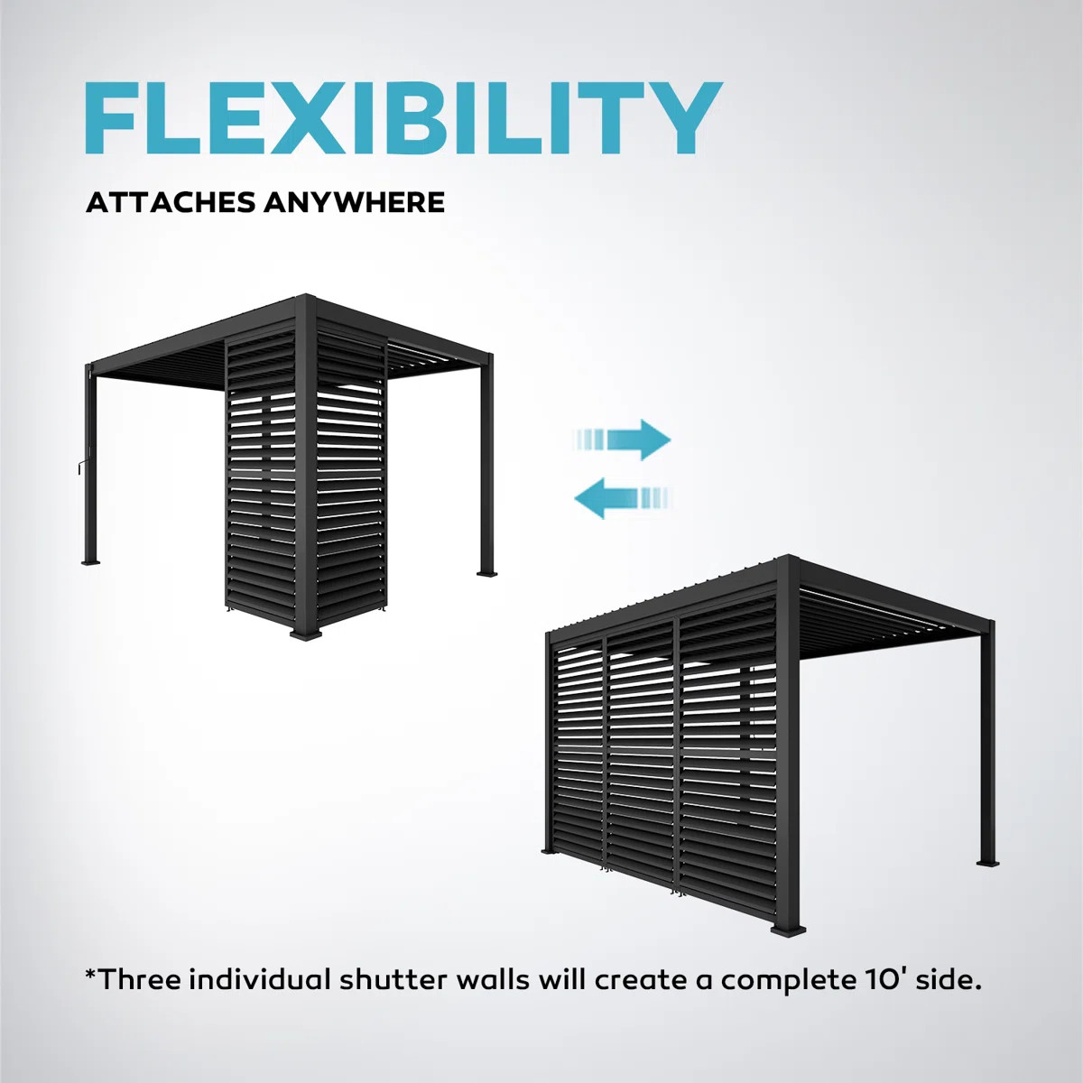 111 Adjustable Aluminum Shutter Wall (Pergola accessory) | Wayfair North America
