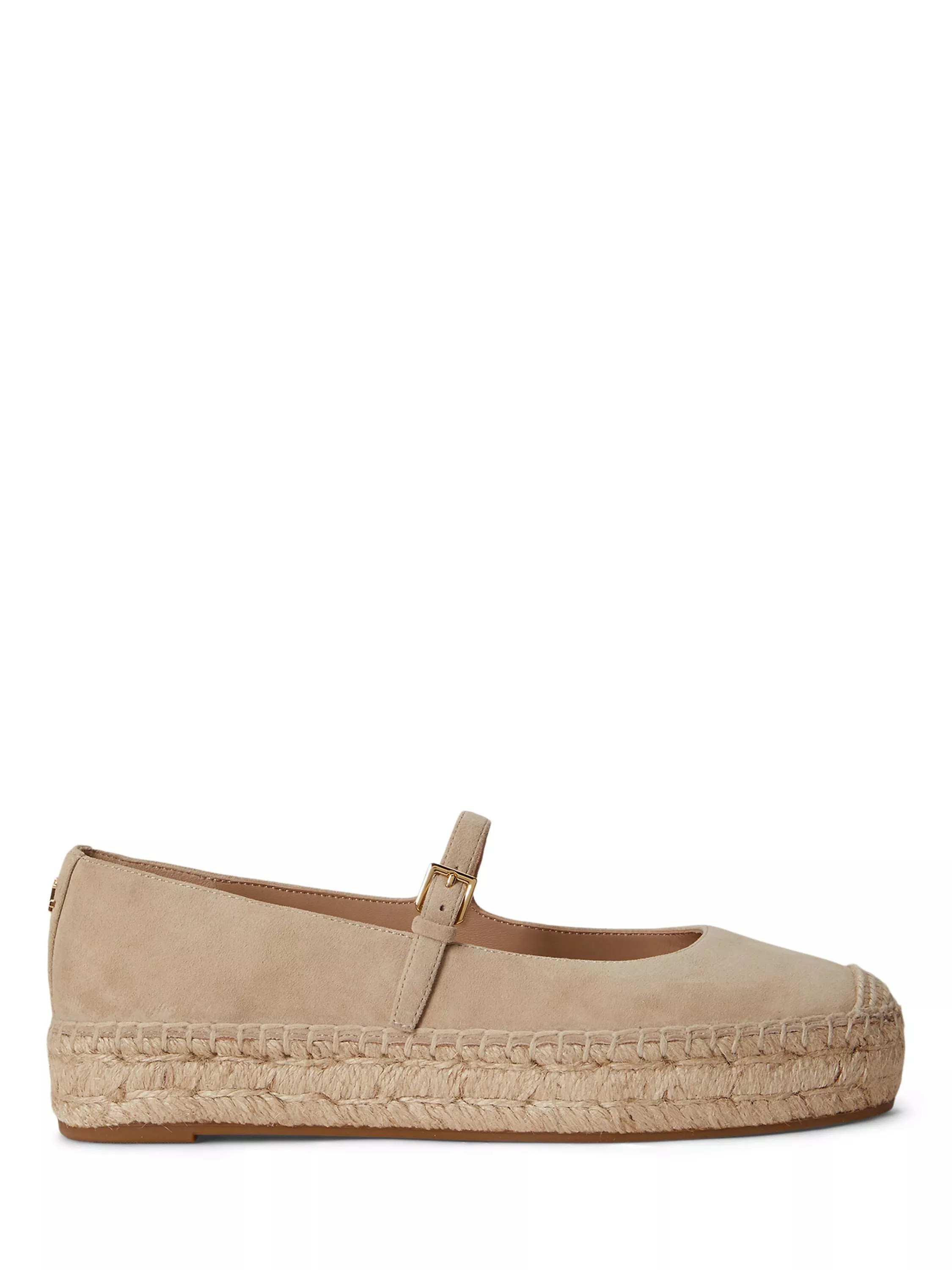 Lauren Ralph Lauren Luize Suede Mary Jane Espadrilles, Birch | John Lewis (UK)
