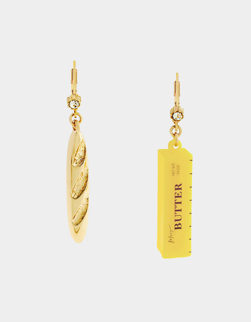 MISMATCH BREAD N BUTTER Yellow Food-Themed Women's Drop Earrings | Betsey Johnson