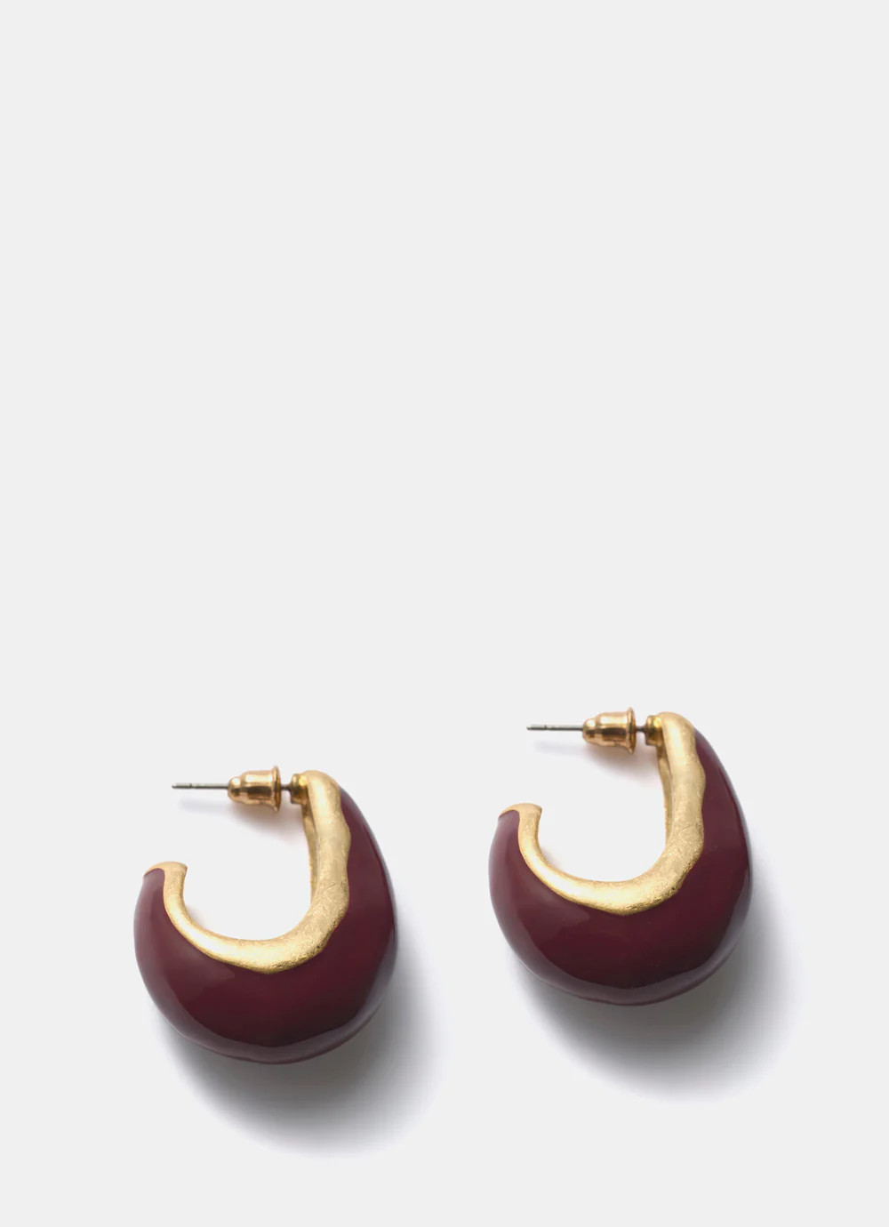 Burgundy Curved Teardrop Earrings | Mint Velvet