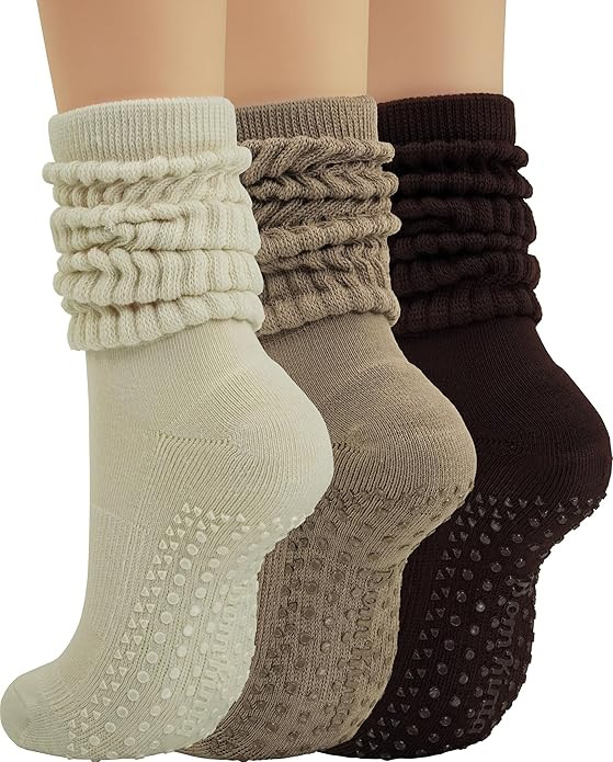 BomKinta Pilates Socks with Grips for Women - Yoga Grippy Slouch Scrunch Sock - Slipper Socks for... | Amazon (US)