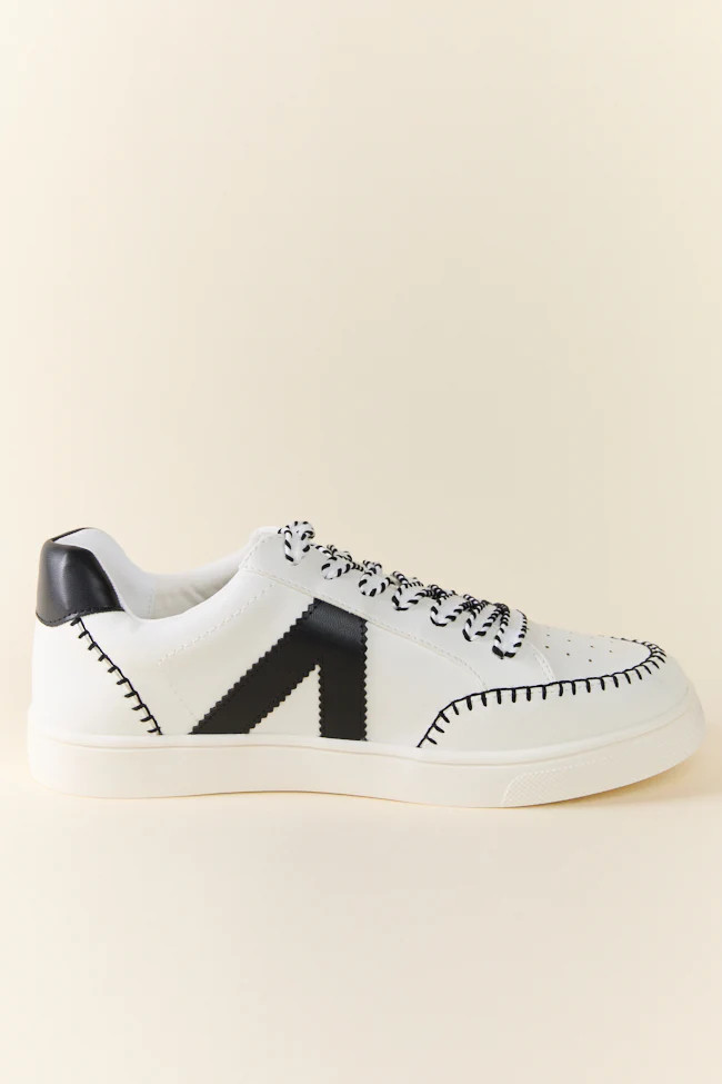 Itzia Black and White Stitched Sneakers SALE | Pink Lily