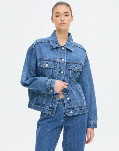 Relaxed Denim Jacket in Mid Blue Crush | Glassons AU | Glassons (Australia)