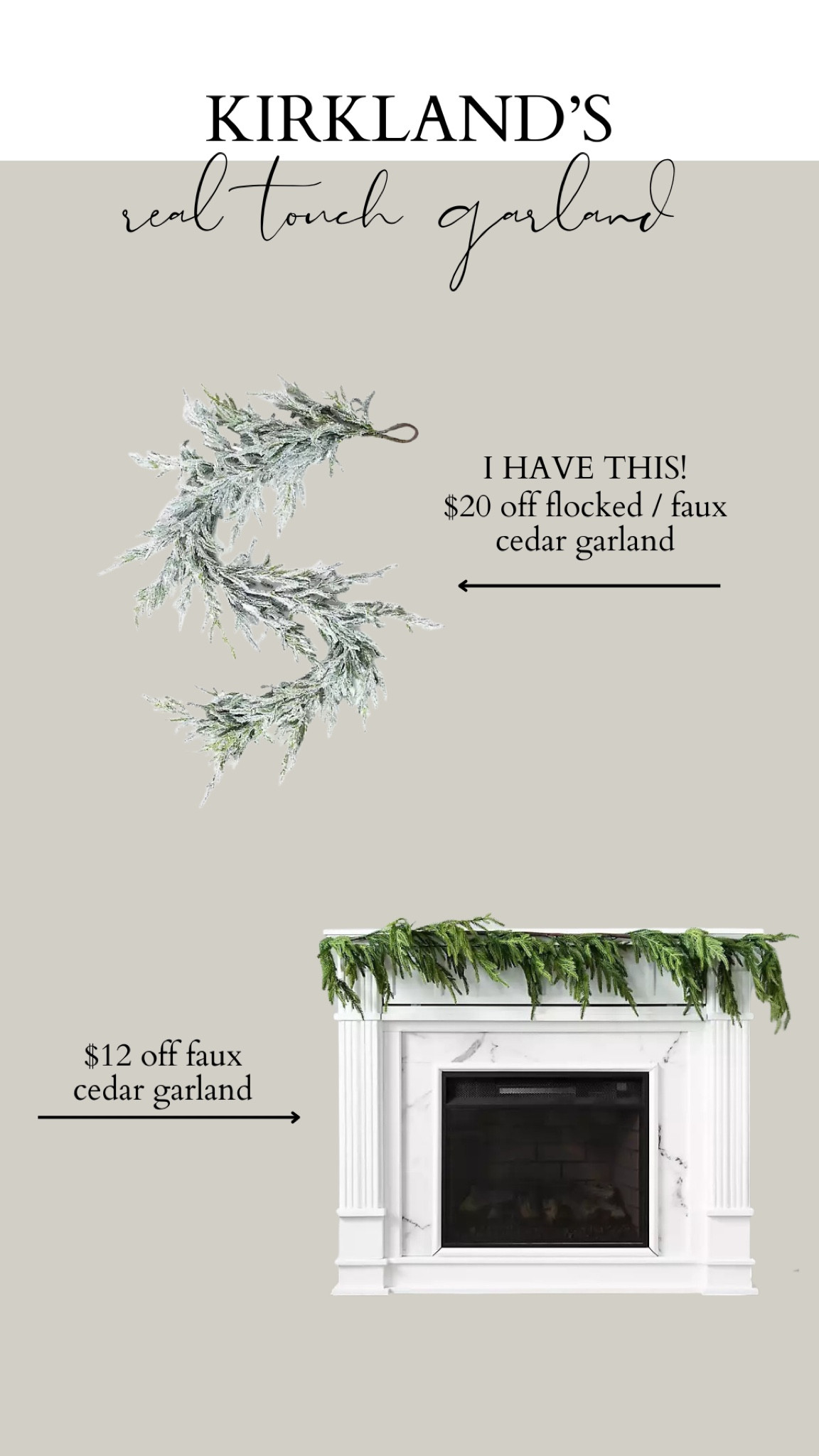Affordable cedar garland!! Looks real, easy to bend and sturdy!
.
Mantle decor
Christmas decor
Modern Christmas 
Flocked garland
Cedar garland

#LTKhome #LTKHoliday #LTKCyberweek