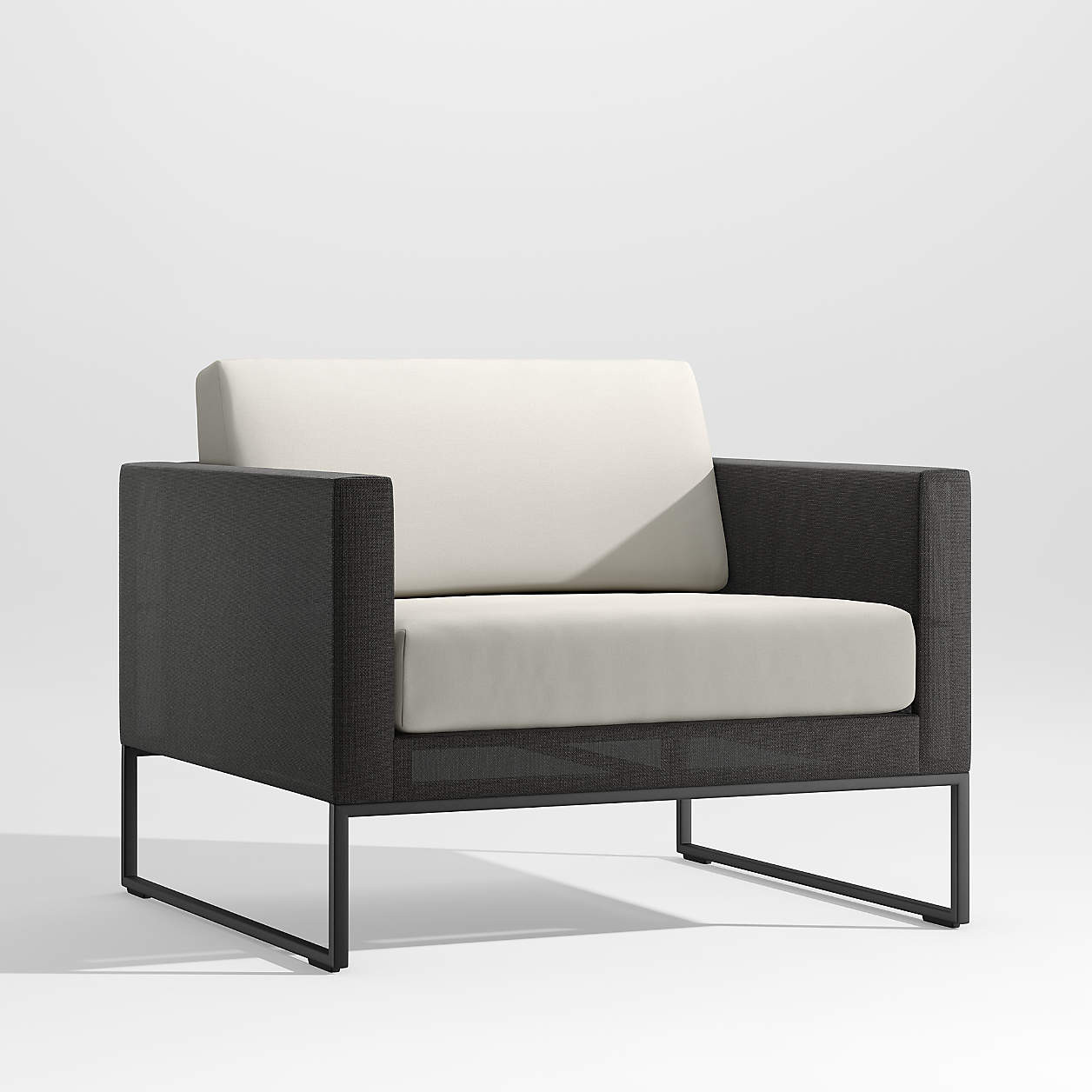 Dune Black Outdoor Lounge Chair with White Cushions + Reviews | Crate & Barrel | Crate & Barrel