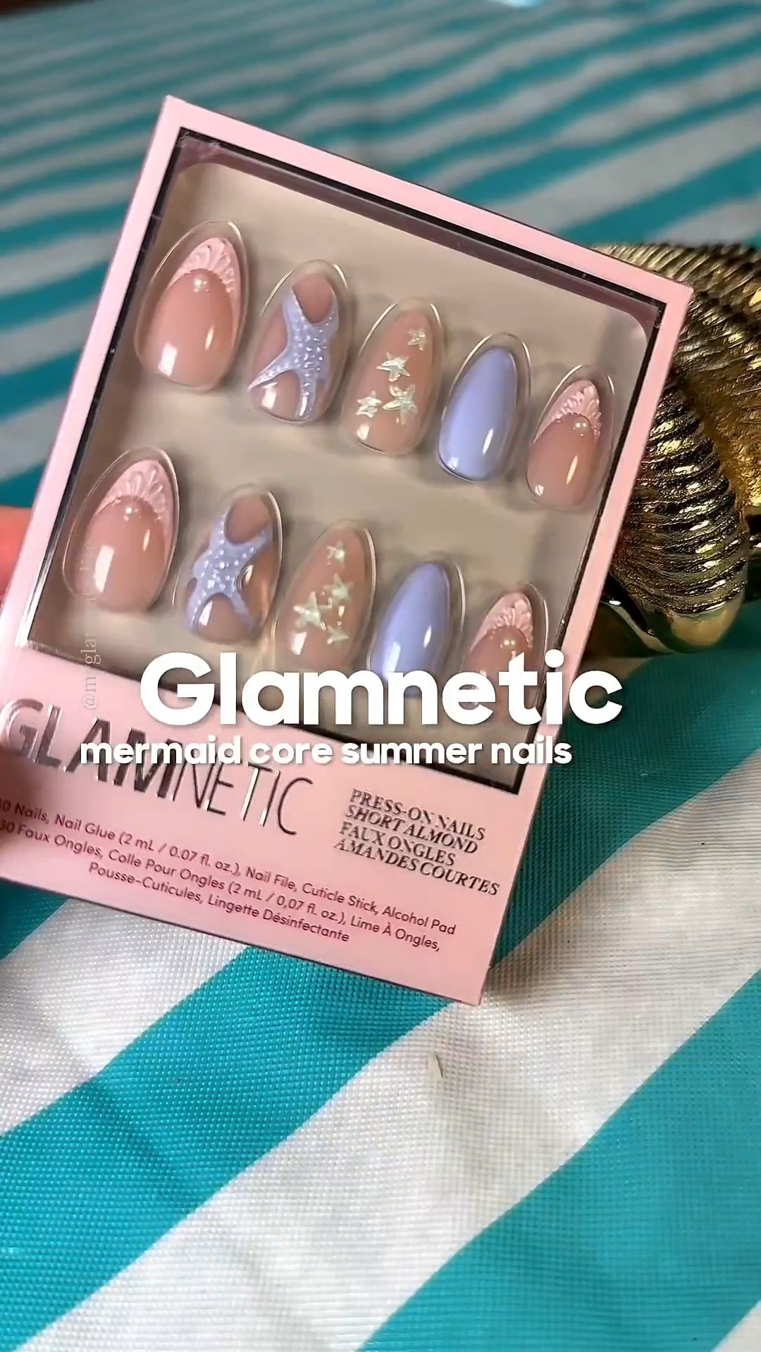 Just a girl, her iced coffee, and mermaid press on nails 💅🧜‍♀️✨ This set is officially my summer personality 🌊🐚Not sponsored