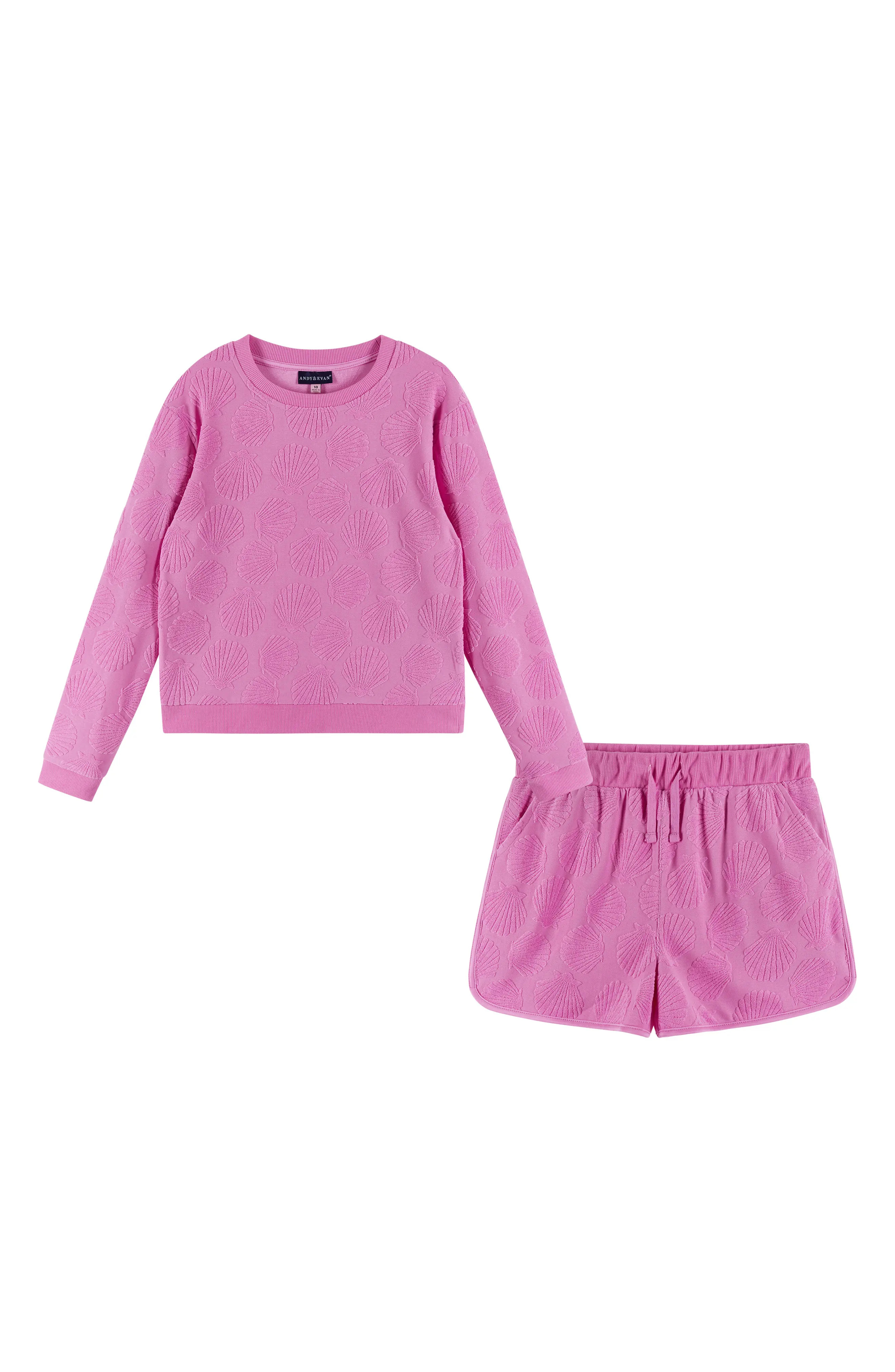 Kids' Textured Terry Long Sleeve Pullover & Shorts Set (Women) | Nordstromrack | Nordstrom Rack