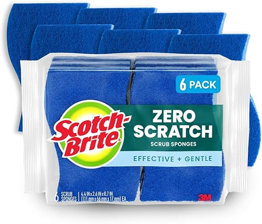 Scotch-Brite Zero Scratch Scrub Sponge, 6 Kitchen Sponges for Cleaning Around the Home, Bathroom ... | Amazon (US)
