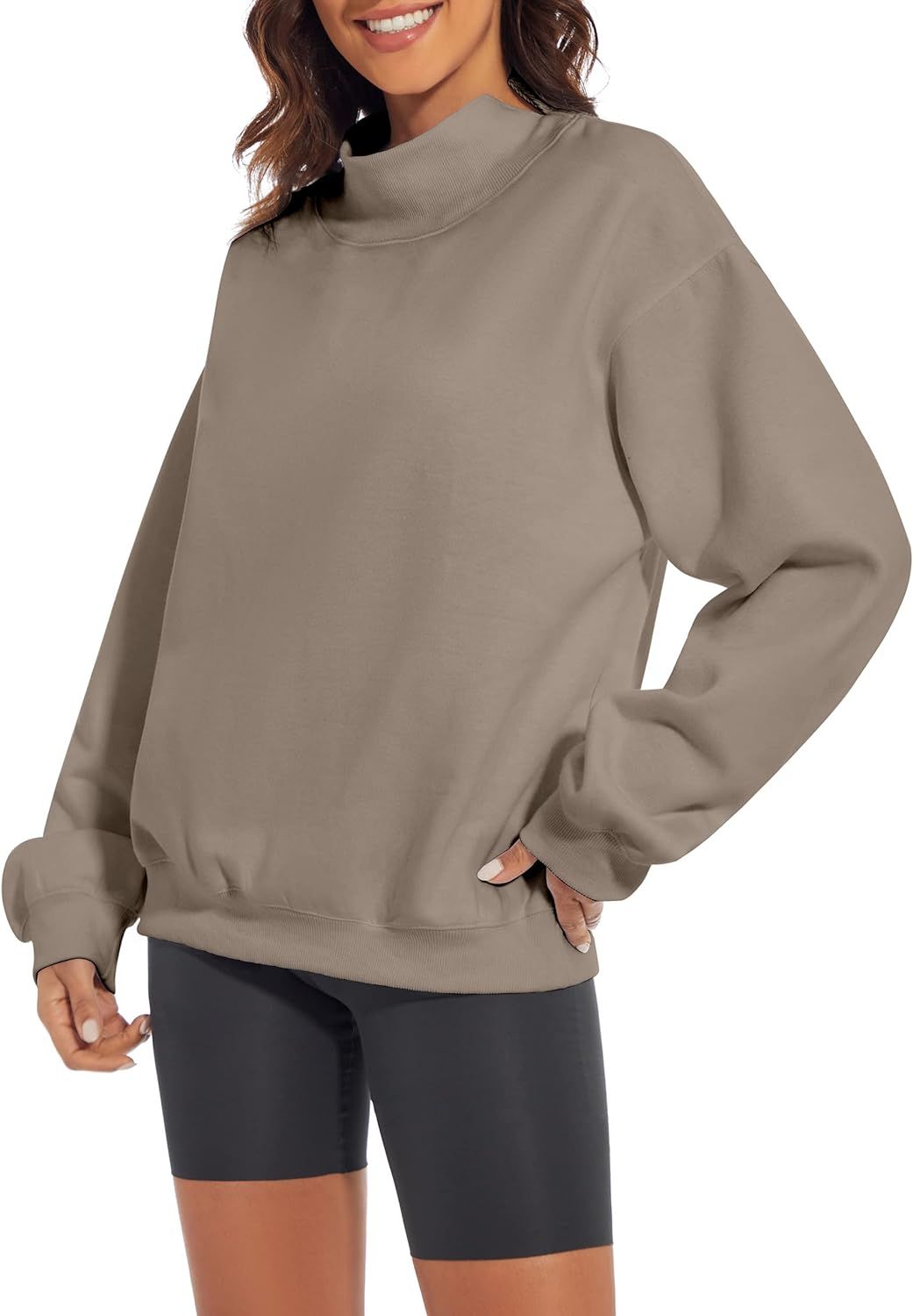 MISSACTIVER Women’s Oversized Turtle Neck Sweatshirt Fleece Long Sleeve Drop Shoulder Collar So... | Amazon (US)