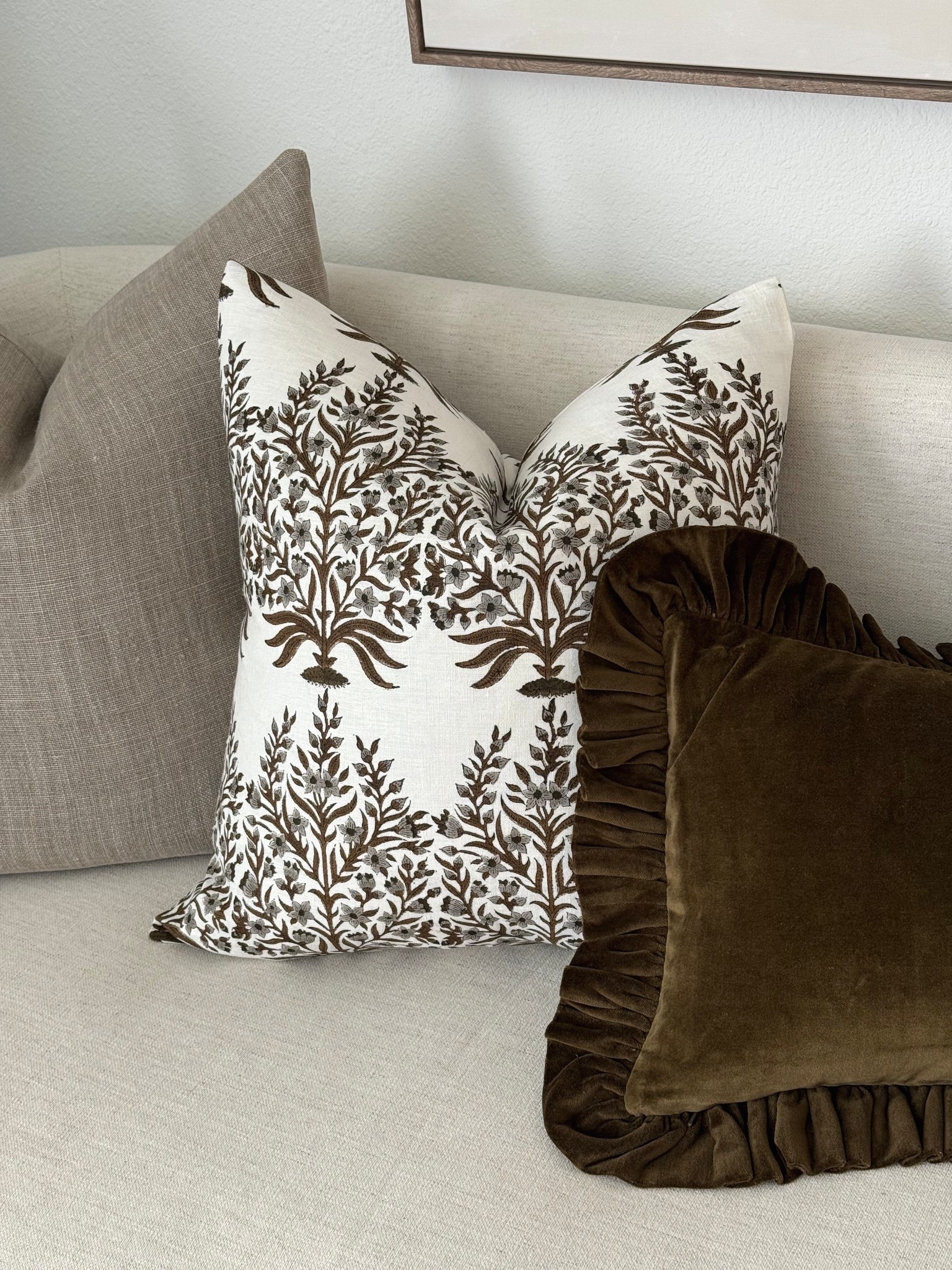 Obsessed with this gorgeous large block print Etsy pillow cover!!  Colors are white background, with olive golden brown and gray accents 🤎

#LTKStyleTip #LTKFindsUnder100 #LTKHome