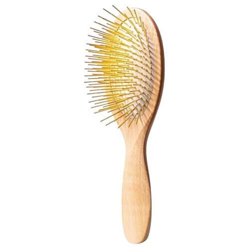 Snow Fox Skincare Gua Sha Hair Brush - Wooden Edition. Scalp Massage Comb with Gold-Plated Metal Bristles for Healthy Follicles. Soothing Gua Sha Acupressure Tool for All Hair Types | Amazon (US)