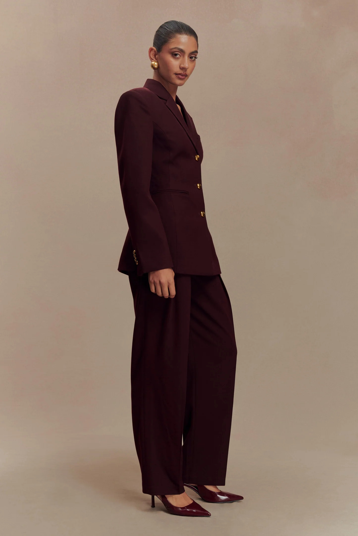 Bellamy Cinched Blazer - Mahogany | MESHKI US