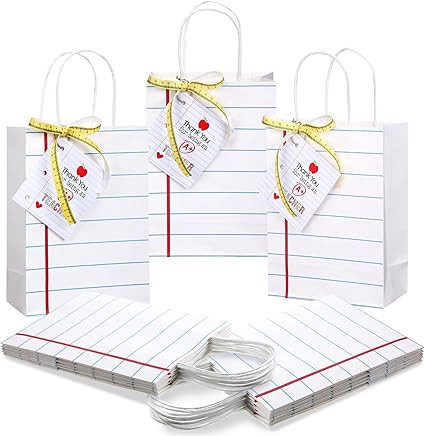 Gilprop 12 Pcs Teacher Appreciation Gift Bags with Paper Tag Thank You Teacher Gift Bags with Han... | Amazon (US)