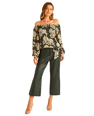 Women's Faux-Leather Wide Leg Pants | Macy's
