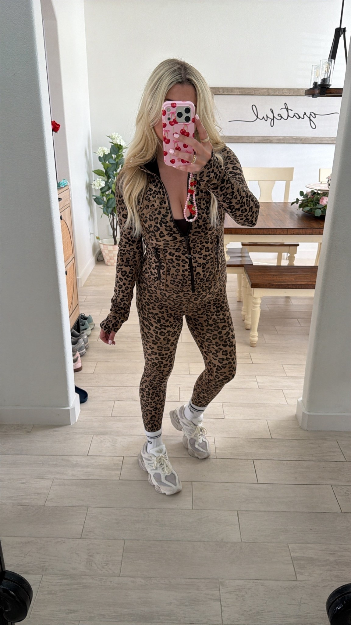 New @lululemon leopard print 
Size 6 define jacket 
Size 4 align leggings 
New balance tts

#LTKootd